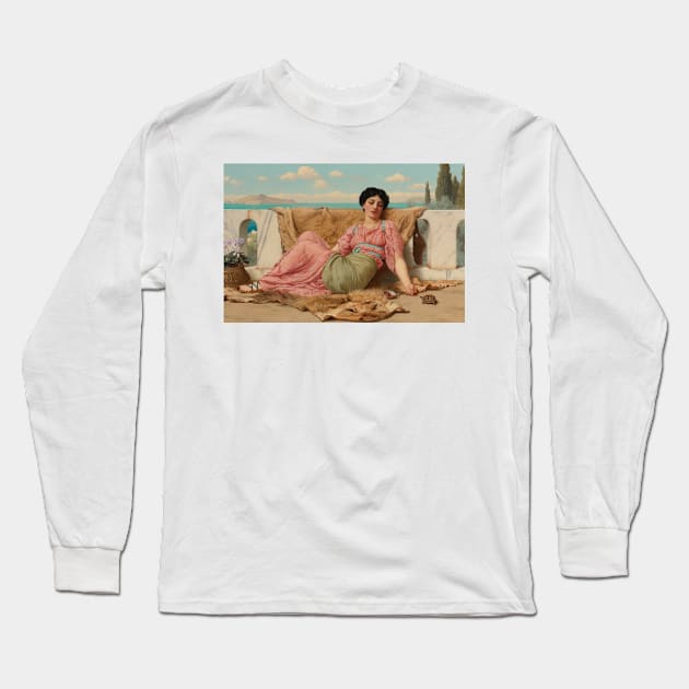 The Quiet Pet by John William Godward Long Sleeve T-Shirt by Classic Art Stall